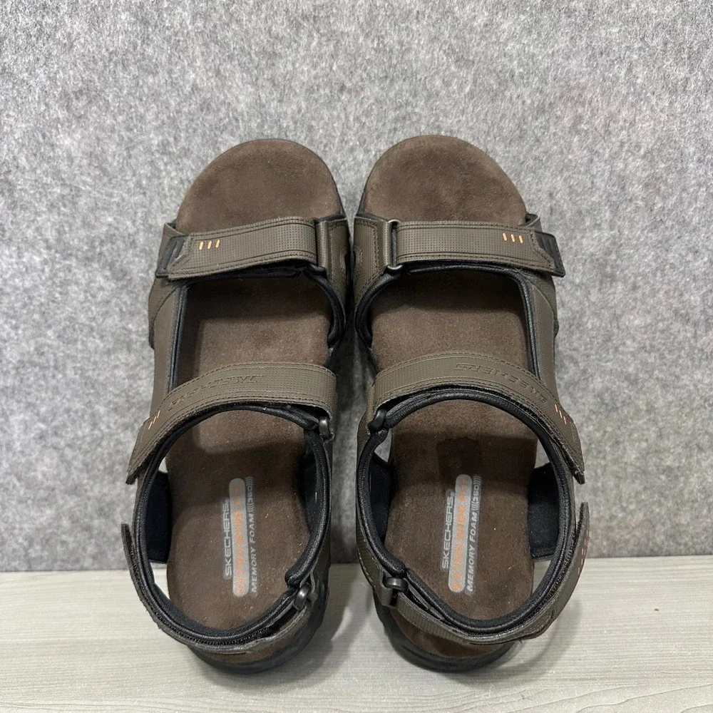 Skechers Louden Sandals Mens 13 Brown Relaxed Fit Memory‎ Foam Strappy